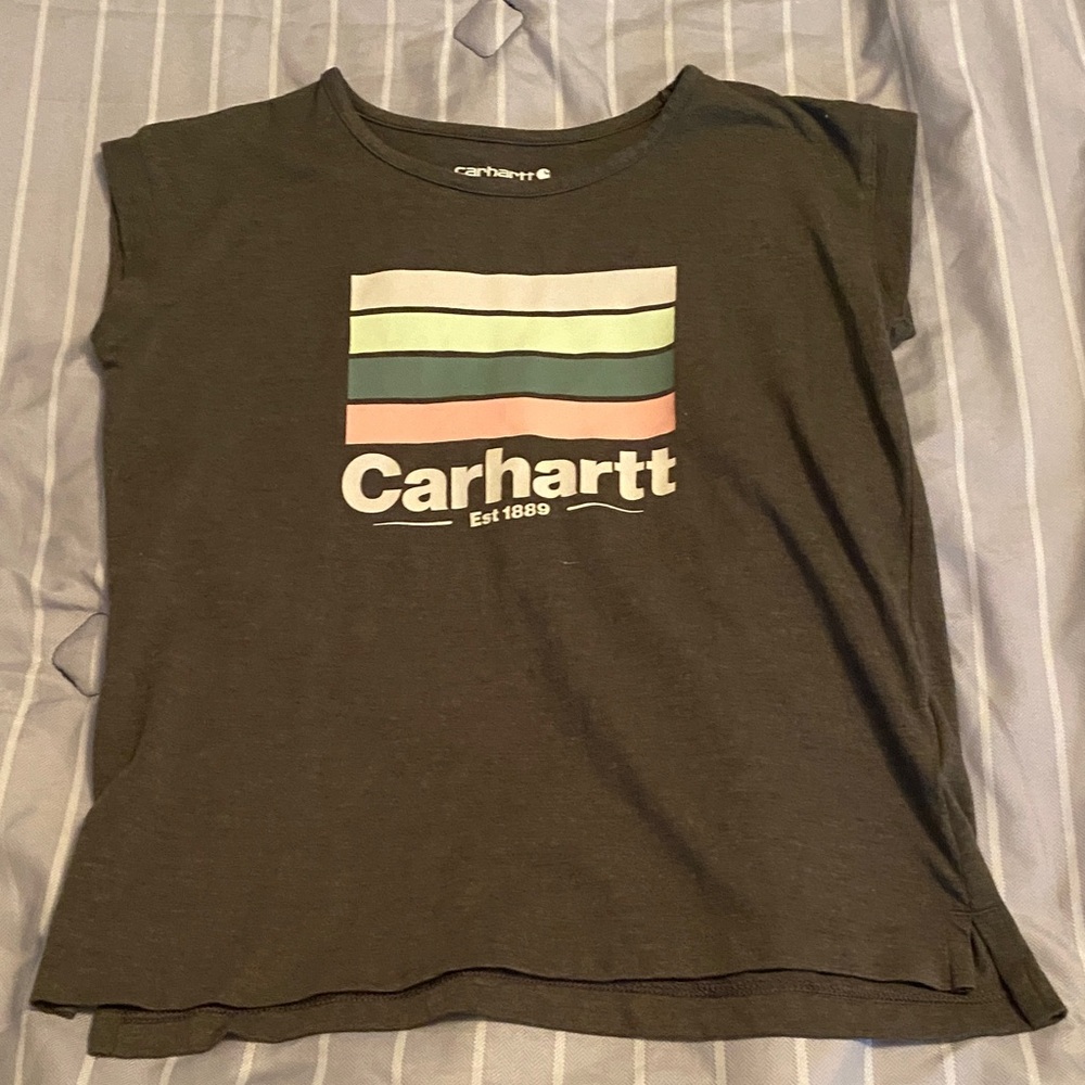 Carhartt Kids' Charcoal Tee with Pastel Stripes